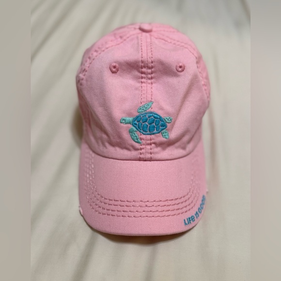 Life is Good Pink Sea Turtle Hat Baseball Cap Adjustable - Picture 2 of 6